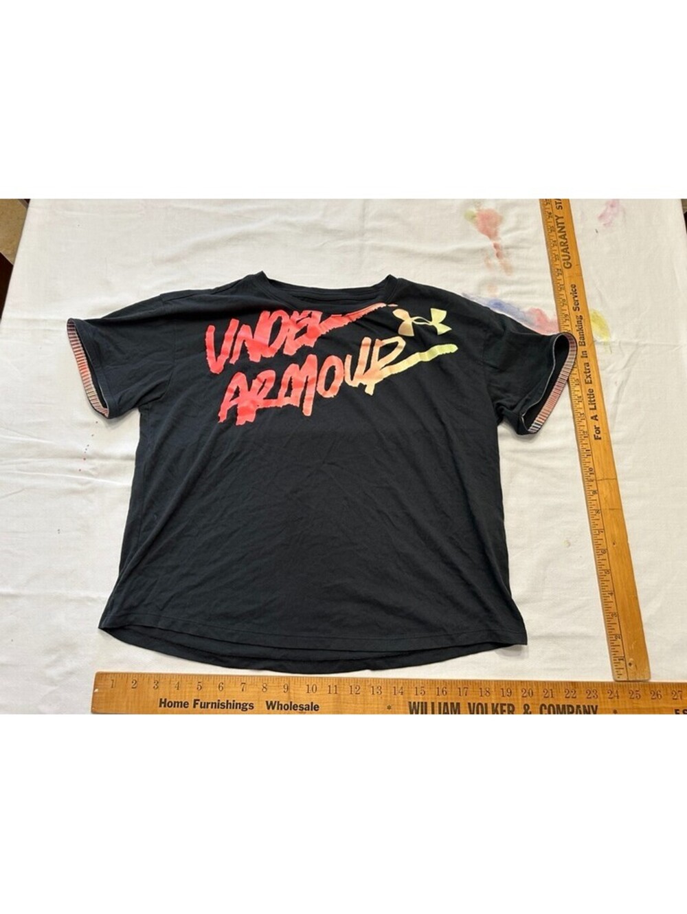 Under Armour T-Shirt Ombre Loose Fit M Medium Womens? Rainbow Cuff Spray Paint